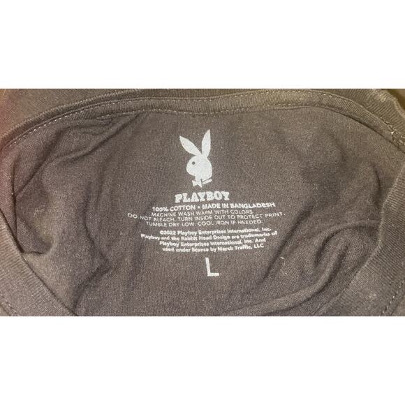 Playboy Black T-Shirt - 100% Cotton -Size: L - Excellent Condition - Picture 9 of 9